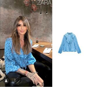 ZARA POLKA DOT BLOUSE WITH RUFFLES